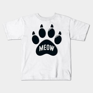 Cat Paw With Meow Kids T-Shirt